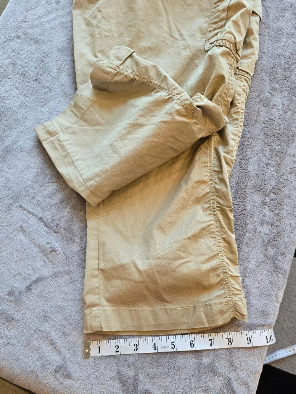 NWT Eddie Bauer Travex Woman's Ruched Capri Pantgs Beige Hiking Crop size 18 - Picture 3 of 6